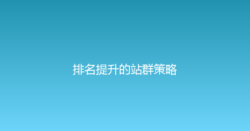 排名提升的站群策略 封面图
