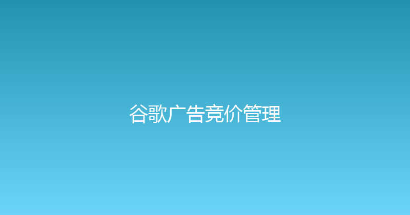 谷歌广告竞价管理 封面图